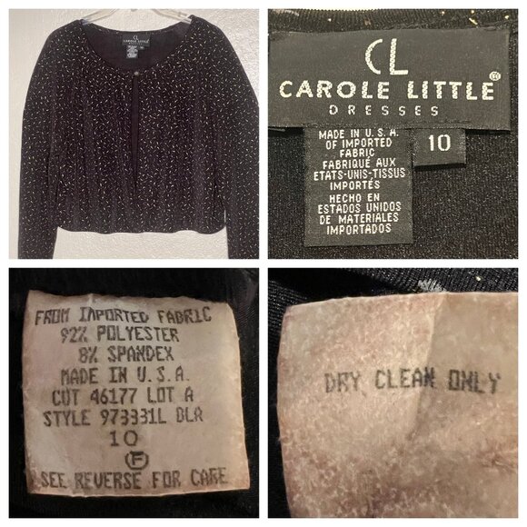 Carole Little Black Velvet Dress & Glitter Cardigan Set Size 10 Career VTG Y2K - Picture 2 of 16
